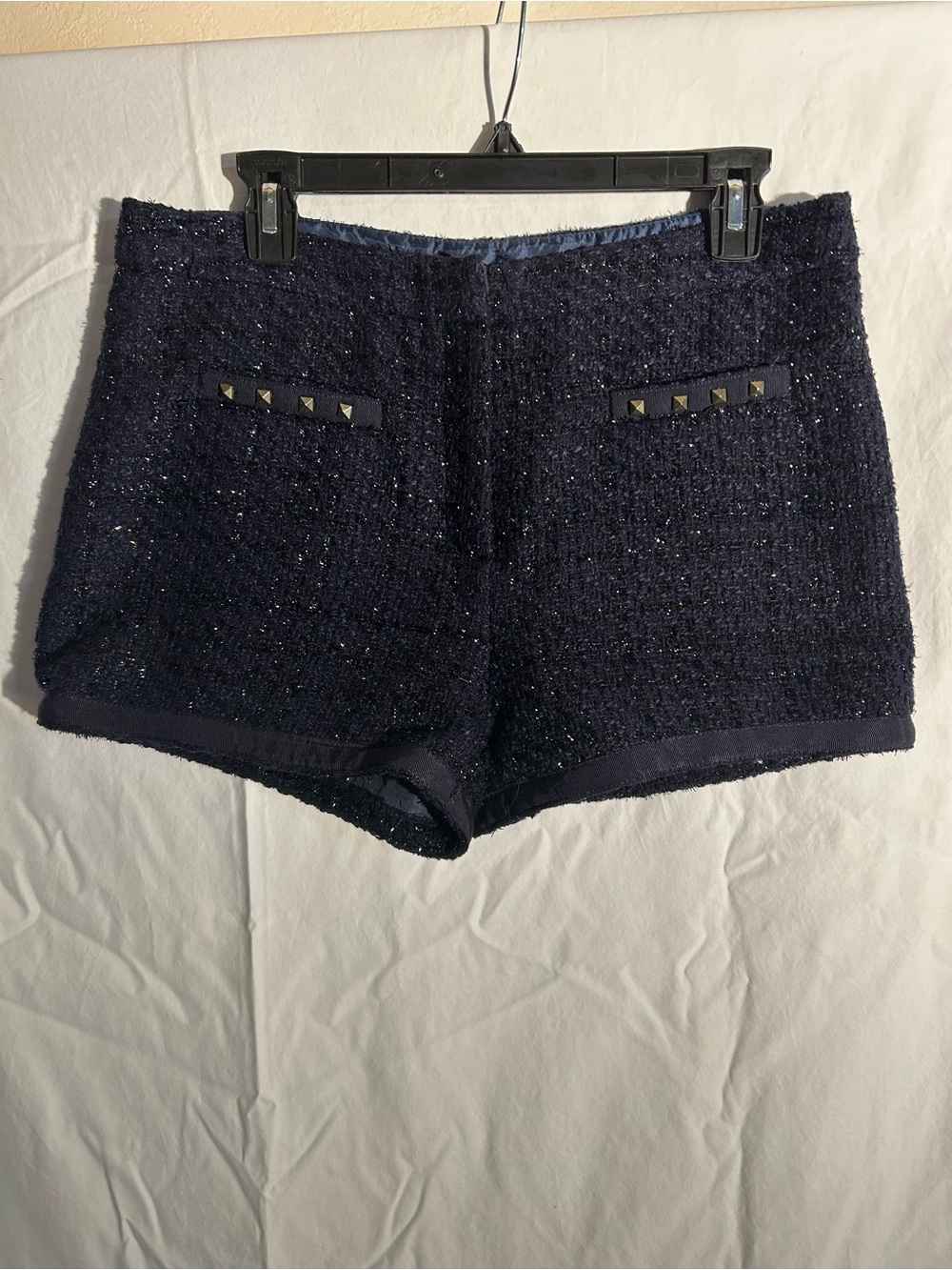 Leo Meets Virgo Metallic Tweed Studded Shorts Size Large